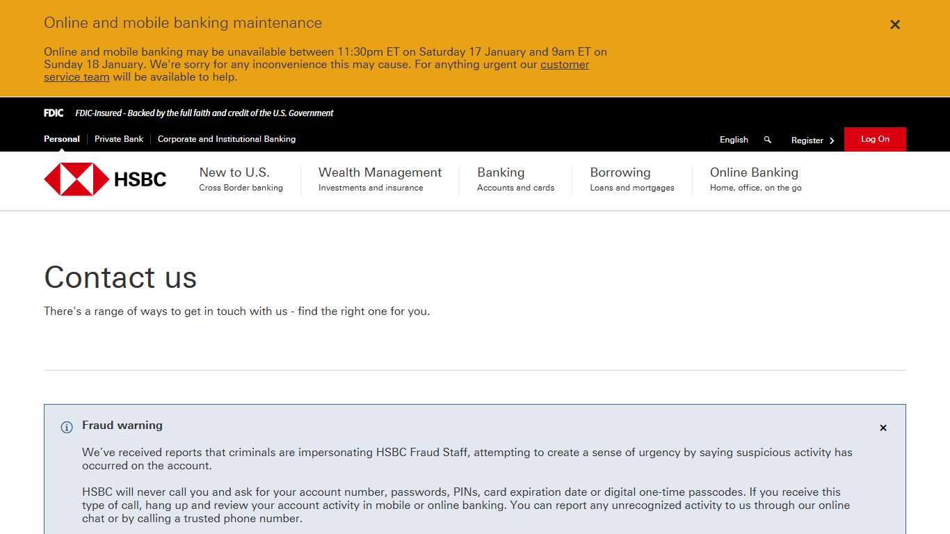 HSBC Contacts & Customer Service - HSBC Bank USA