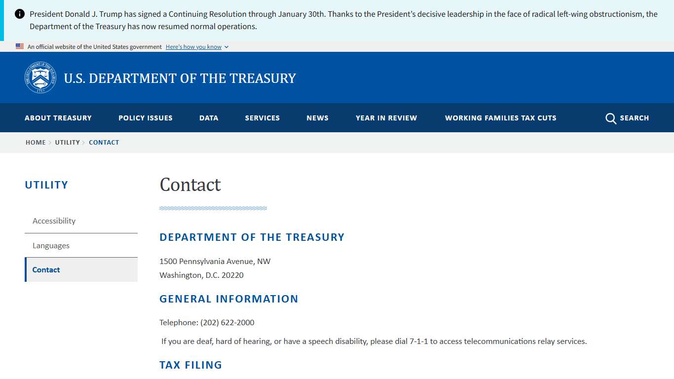 Contact | U.S. Department of the Treasury